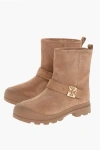 Tory Burch Suede Mellow Booties With Shearling Lining In Nude
