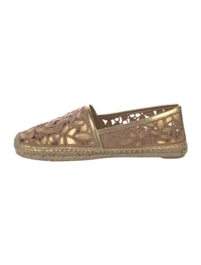 Pre-owned Tory Burch Suede Mesh Accents Espadrilles In Neutral