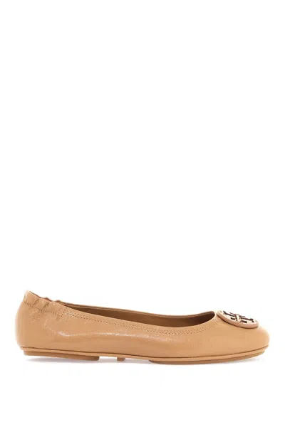 Tory Burch Suede Minnie Travel Ballet Flats In Beige