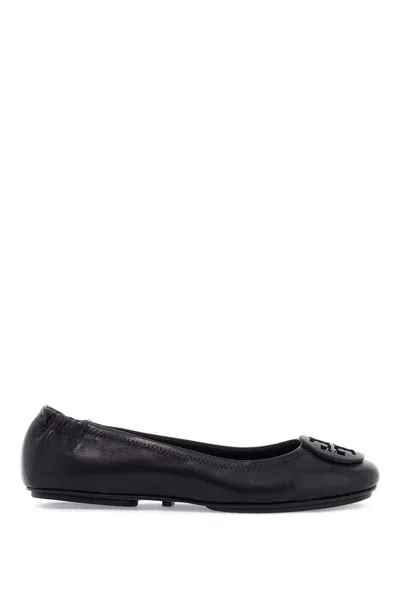 Tory Burch Suede Minnie Travel Ballet Flats In Black