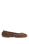 TORY BURCH SUEDE MINNIE TRAVEL BALLET FLATS