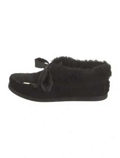Pre-owned Tory Burch Suede Moccasins In Black