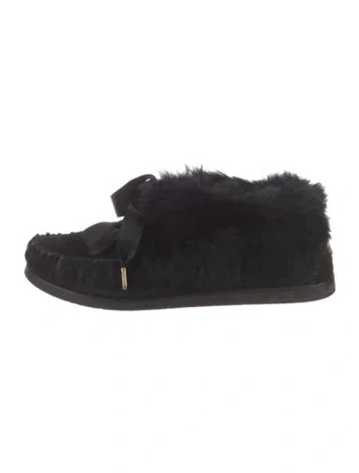 Pre-owned Tory Burch Suede Moccasins In Black