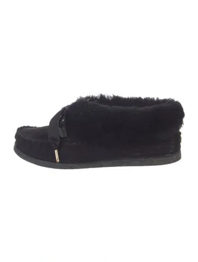 Pre-owned Tory Burch Suede Moccasins In Black