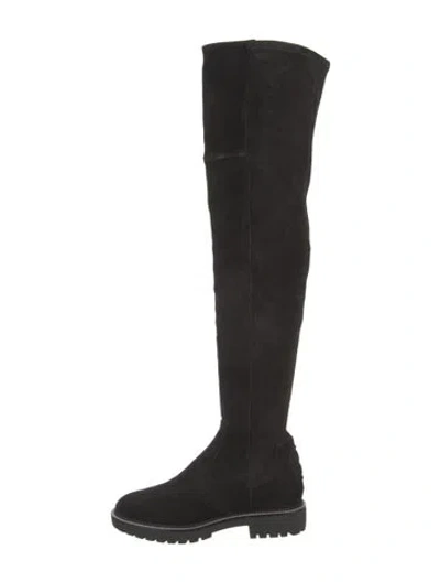 Pre-owned Tory Burch Suede Moto Boots In Black
