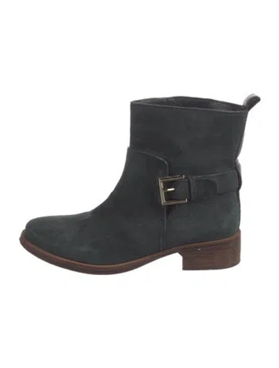 Pre-owned Tory Burch Suede Moto Boots In Blue