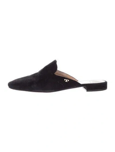 Pre-owned Tory Burch Suede Mules In Black