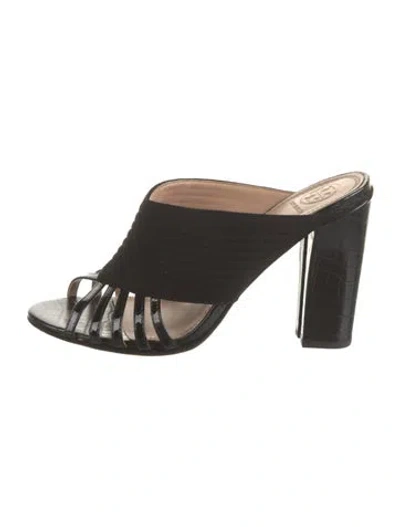 Pre-owned Tory Burch Suede Mules In Black