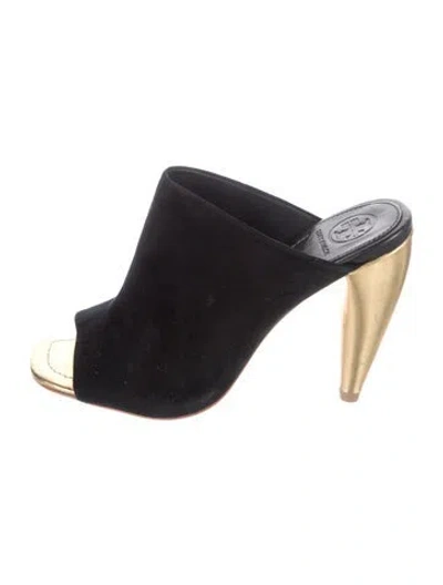 Pre-owned Tory Burch Suede Mules In Blue