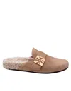 Tory Burch Mellow Logo Shearling Flat Mules In Brown