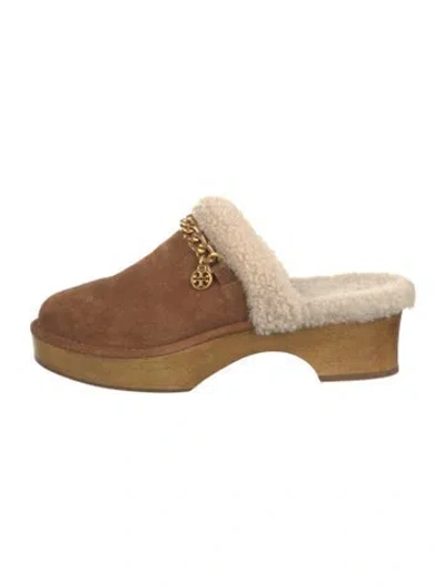 Pre-owned Tory Burch Suede Mules In Brown