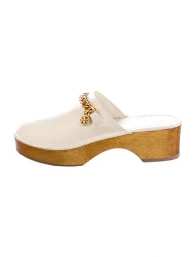 Pre-owned Tory Burch Suede Mules In Neutral