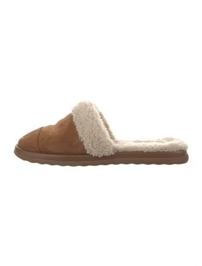 Pre-owned Tory Burch Suede Mules In Neutral