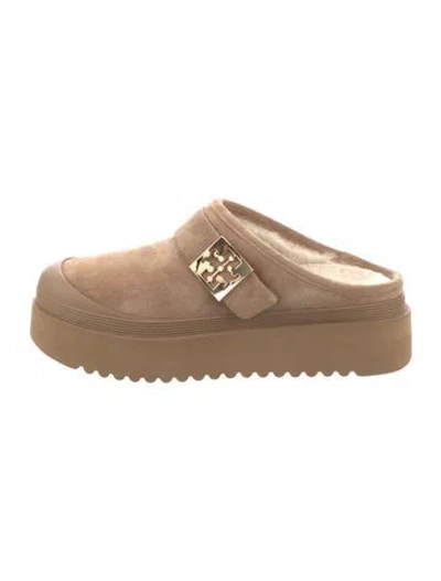 Pre-owned Tory Burch Suede Mules In Neutral