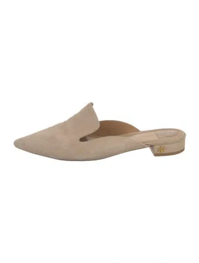 Pre-owned Tory Burch Suede Mules In Neutral