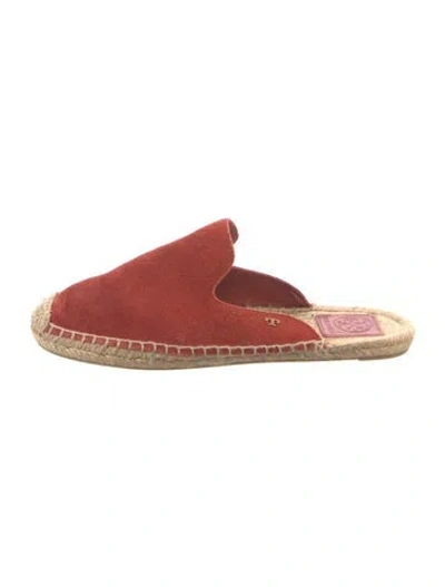 Pre-owned Tory Burch Suede Mules In Orange