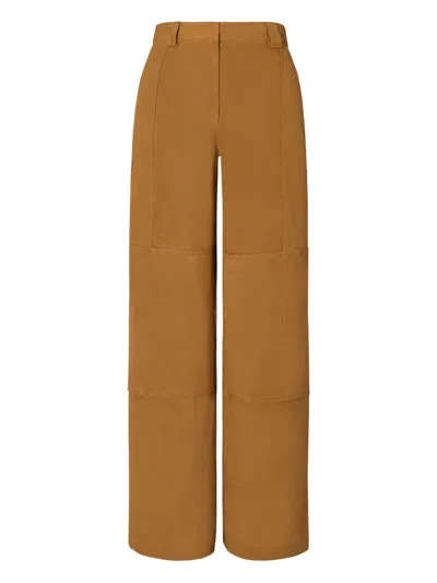 Tory Burch Suede Panelled Trousers In Brown