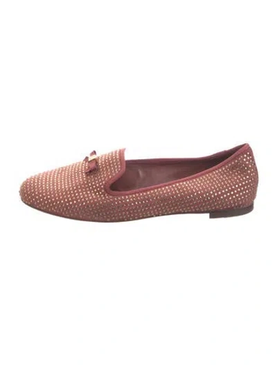 Pre-owned Tory Burch Suede Patterned Loafers In Pink