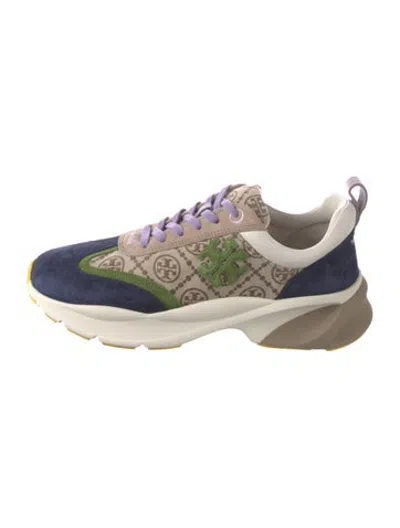 Pre-owned Tory Burch Suede Patterned Sneakers In Neutrals
