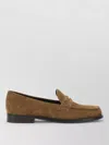 Tory Burch Suede Penny Strap Loafers Round Toe In Animal Print