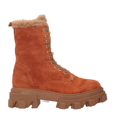 Tory Burch Suede Platform Boots In Orange