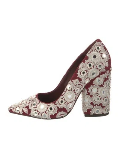 Pre-owned Tory Burch Suede Printed Pumps In Multi