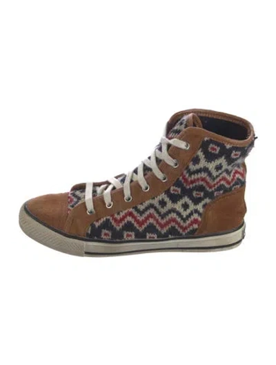 Pre-owned Tory Burch Suede Printed Sneakers In Blue