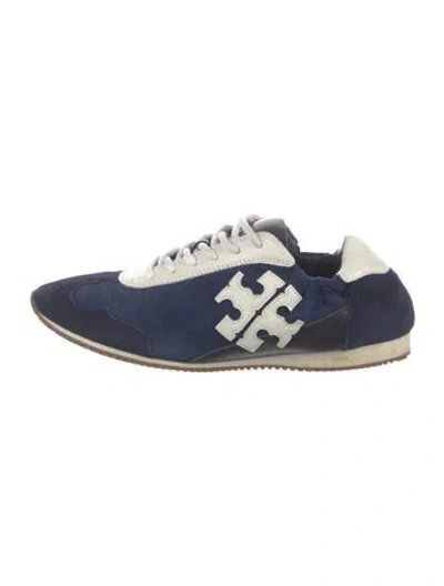 Pre-owned Tory Burch Suede Printed Sneakers In Blue