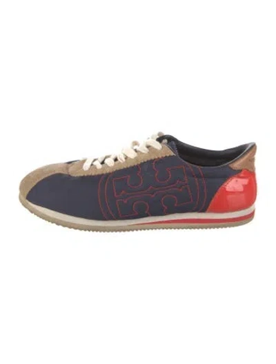 Pre-owned Tory Burch Suede Printed Sneakers In Brown