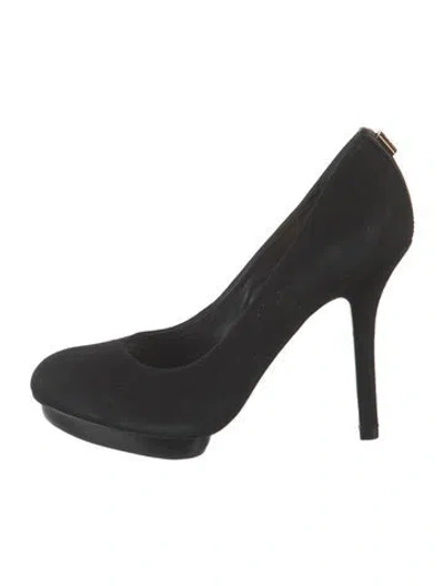 Pre-owned Tory Burch Suede Pumps In Black