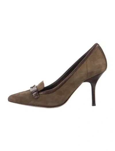 Pre-owned Tory Burch Suede Pumps In Brown/green