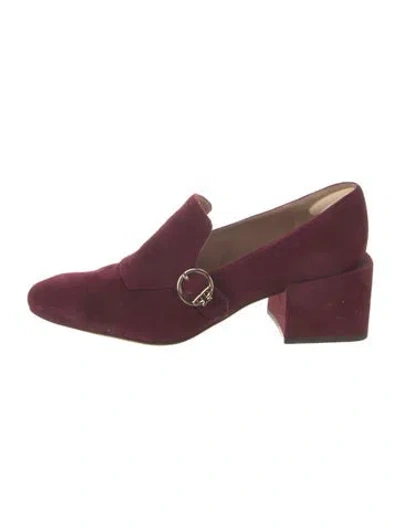 Pre-owned Tory Burch Suede Pumps In Burgundy