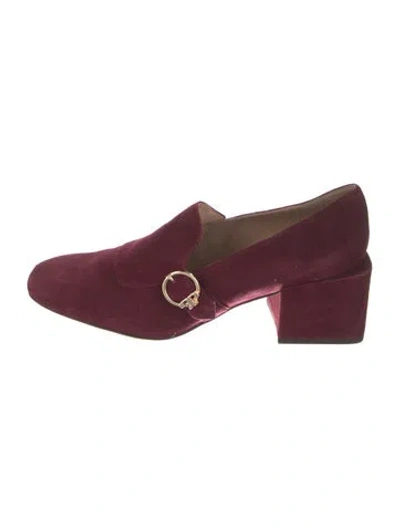 Pre-owned Tory Burch Suede Pumps In Burgundy