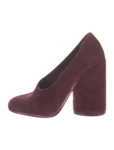 Pre-owned Tory Burch Suede Pumps In Burgundy