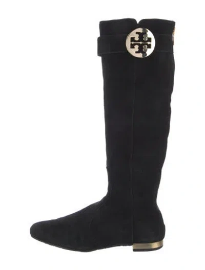 Pre-owned Tory Burch Suede Riding Boots In Black