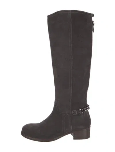 Pre-owned Tory Burch Suede Riding Boots In Black