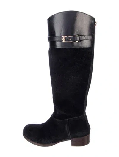 Pre-owned Tory Burch Suede Riding Boots In Black