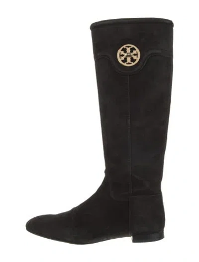 Pre-owned Tory Burch Suede Riding Boots In Black