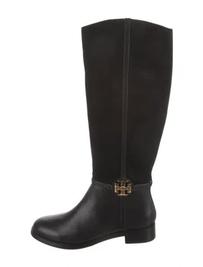 Pre-owned Tory Burch Suede Riding Boots In Black
