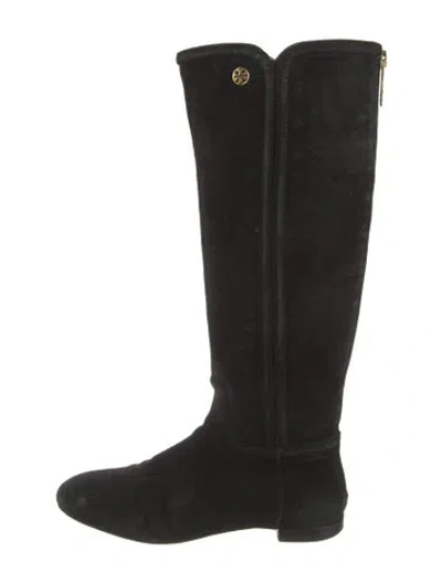 Pre-owned Tory Burch Suede Riding Boots In Black