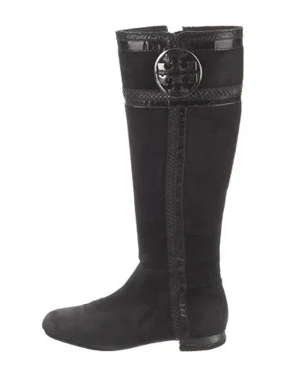Pre-owned Tory Burch Suede Riding Boots In Black
