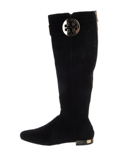 Pre-owned Tory Burch Suede Riding Boots In Black