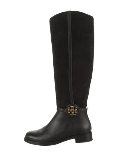 Pre-owned Tory Burch Suede Riding Boots In Black