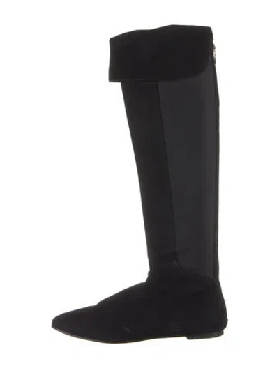 Pre-owned Tory Burch Suede Riding Boots In Blue