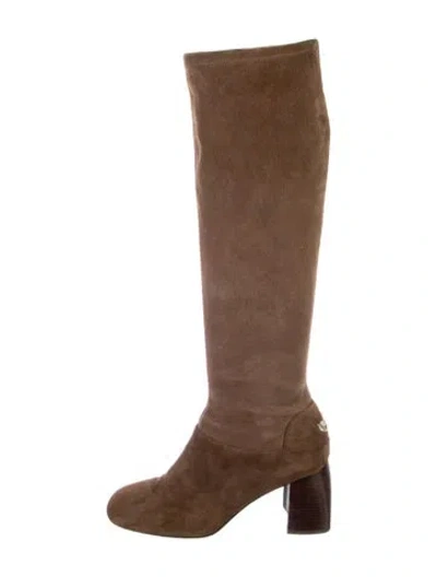 Pre-owned Tory Burch Suede Riding Boots In Brown