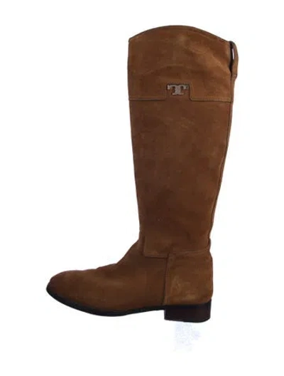 Pre-owned Tory Burch Suede Riding Boots In Brown