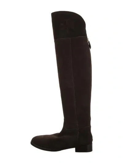 Pre-owned Tory Burch Suede Riding Boots In Brown