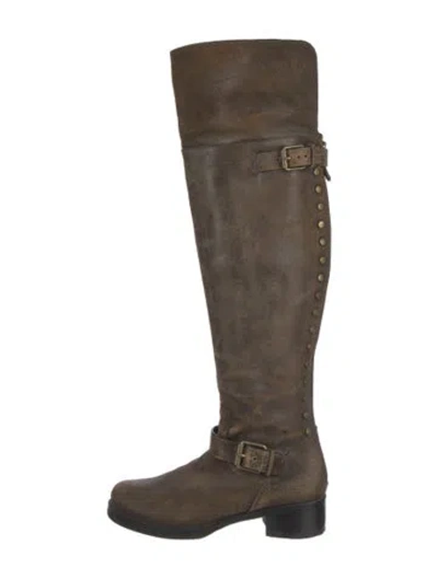 Pre-owned Tory Burch Suede Riding Boots In Brown