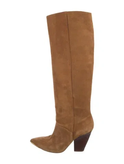 Pre-owned Tory Burch Suede Riding Boots In Brown