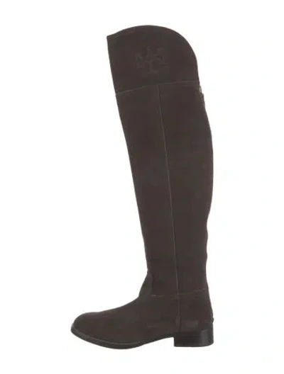 Pre-owned Tory Burch Suede Riding Boots In Brown